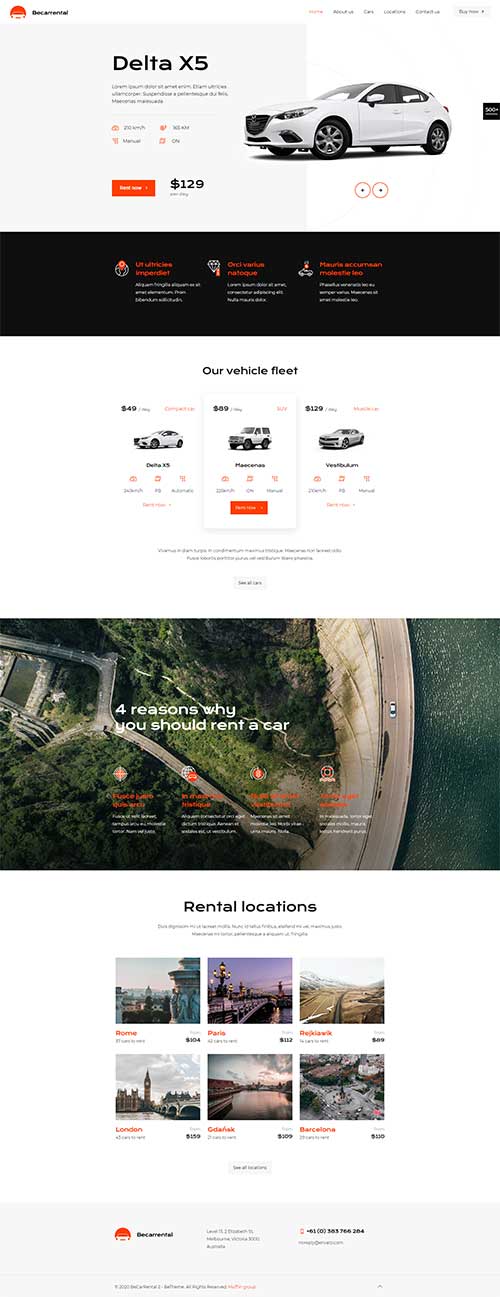 Mẫu website Dịch vụ cho thuê xe ô tô nhanh, tiện lợi, giá rẻ