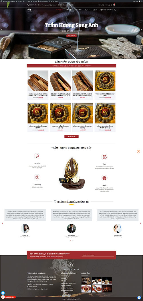 Mẫu website Shop Đồ Phong Thủy | Trầm Hương Song Anh