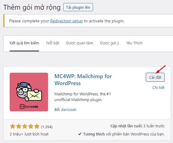 Cài đặt Plugin MC4WP Mailchim cho WordPress Website