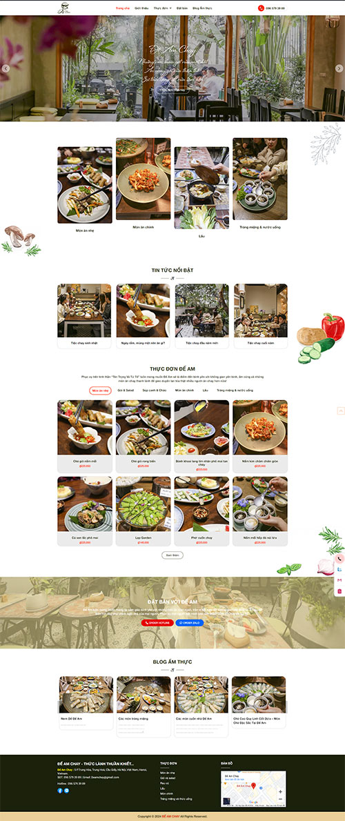 Thiết kế giao diện website Nhà hàng chay đẹp và hút khách 11